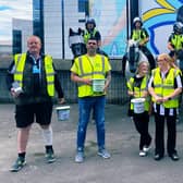 Newcastle United Fans Food Bank volunteers outside St. James’ Park (Image: Twitter @nufcfoodbank)