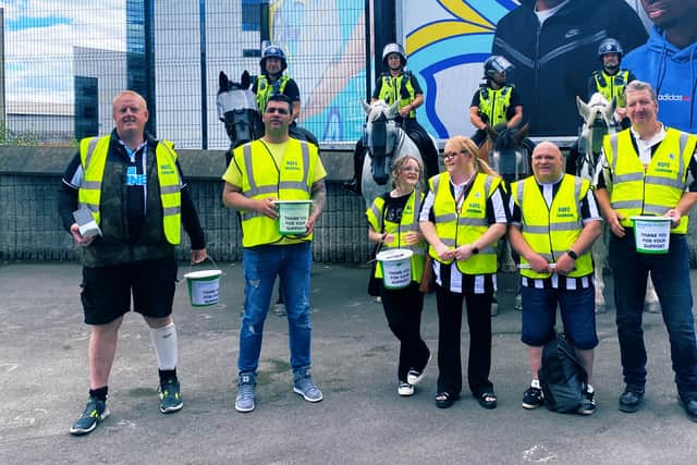 Newcastle United Fans Food Bank volunteers outside St. James’ Park (Image: Twitter @nufcfoodbank)