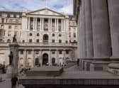 Members of the public in front of the Bank of England on October 3, 2022 in London, England