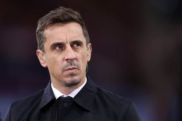 Former Manchester United defender and Sky Sports pundit Gary Neville. (Photo by Naomi Baker/Getty Images)