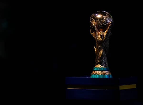 A replica of the FIFA World Cup Trophy is seen during a ceremony organised by Brazilian Football Confederation  (Photo by Buda Mendes/Getty Images)