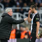Former Newcastle United pair Steve Bruce and Andy Carroll. (Photo by Alex Livesey/Getty Images)