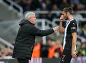 Former Newcastle United pair Steve Bruce and Andy Carroll. (Photo by Alex Livesey/Getty Images)