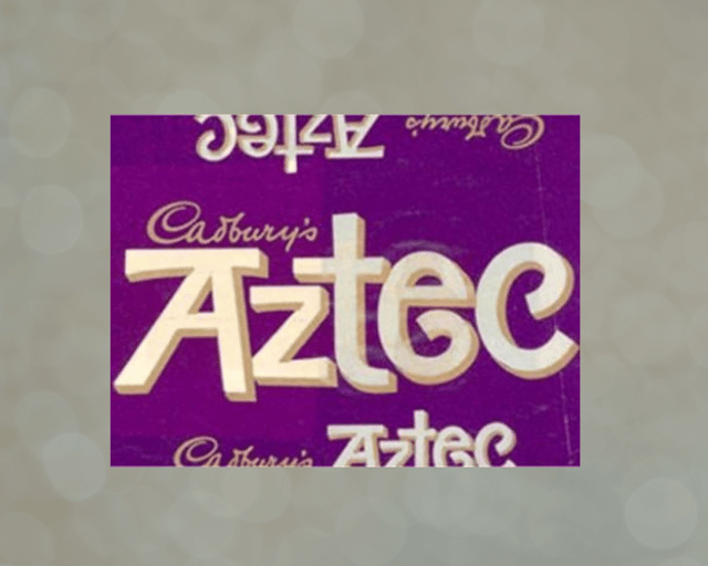 The Aztec was produced in 1967. It was made of nougat and caramel covered with milk chocolate and was sold in a deep purple wrapper. The Aztec was created by Cadbury’s to compete with the Mars Bar, but it was discontinued in 1978.