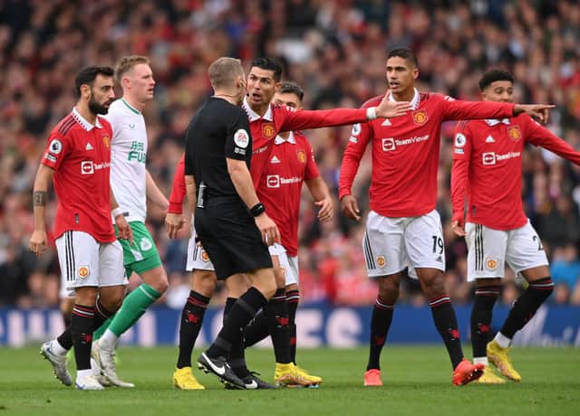 Manchester United weren’t happy that Cristiano Ronaldo’s goal didn’t stand.