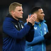 Newcastle United head coach Eddie Howe at Goodison Park last season. (Photo by ANTHONY DEVLIN/AFP via Getty Images)