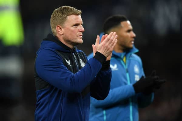 Newcastle United head coach Eddie Howe at Goodison Park last season. (Photo by ANTHONY DEVLIN/AFP via Getty Images)