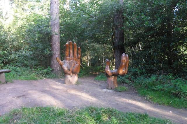 The New Hands Sculpture in Chopwell Wood