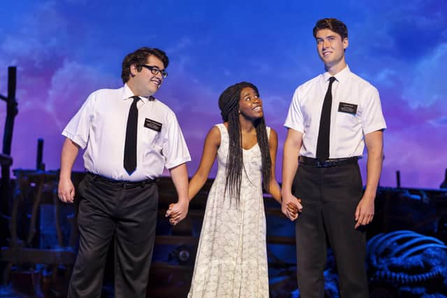 The Book of Mormon cast: Conner Peirson, Aviva Tulley and Robert Colvin