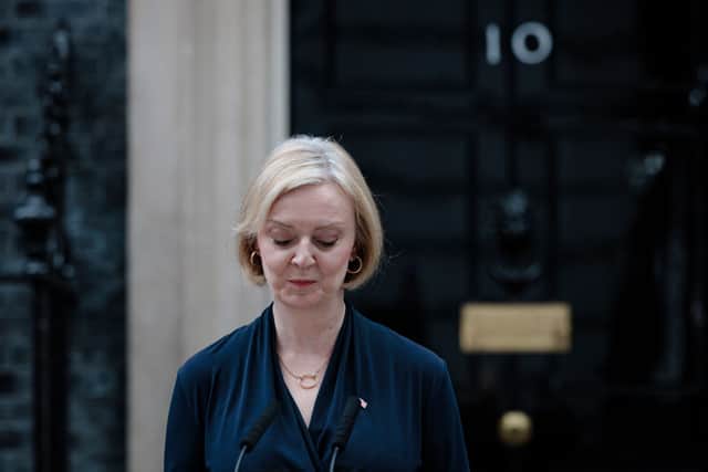 Liz Truss delivers her resignation speech on 20 October (Photo: Rob Pinney/Getty Images)