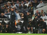 Newcastle United head coach Eddie Howe celebrates the win at Tottenham. (Photo by Julian Finney/Getty Images)
