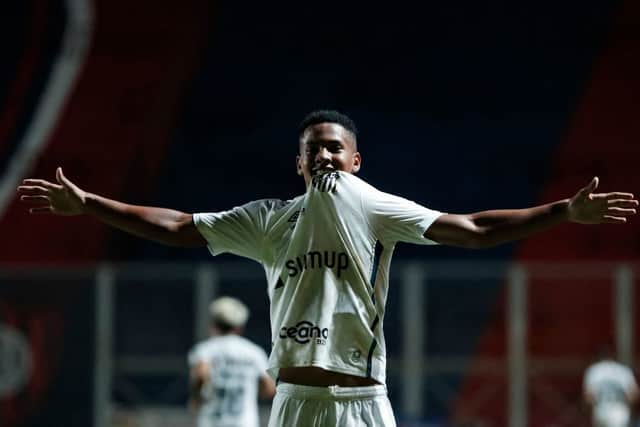 Santos teenage forward Angelo Gabriel. (Photo by NATACHA PISARENKO/AFP via Getty Images)