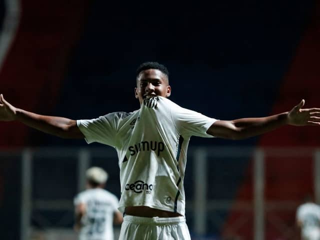 Santos teenage forward Angelo Gabriel. (Photo by NATACHA PISARENKO/AFP via Getty Images)