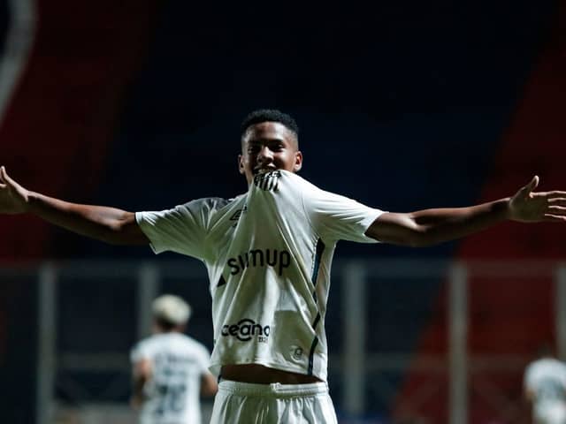 Santos teenage forward Angelo Gabriel. (Photo by NATACHA PISARENKO/AFP via Getty Images)