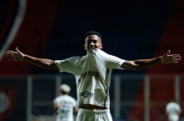 Santos teenage forward Angelo Gabriel. (Photo by NATACHA PISARENKO/AFP via Getty Images)