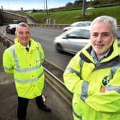 Cllr Martin Gannon and Philip Smith at the entrance of the Tyne Tunnel.