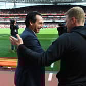 Unai Emery and Eddie Howe pictured during their respective Arsenal and Bournemouth days.  (Photo by David Price/Arsenal FC via Getty Images)