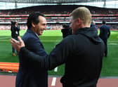 Unai Emery and Eddie Howe pictured during their respective Arsenal and Bournemouth days.  (Photo by David Price/Arsenal FC via Getty Images)