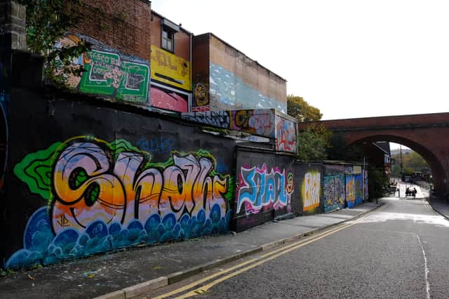 The graffiti wall in Maling St, Ouseburn, Newcastle Upon Tyne.