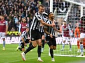Callum Wilson of Newcastle United celebrates after scoring their side’s second goal during the Premier League match between Newcastle United and Aston Villa at St. James Park on October 29, 2022 in Newcastle upon Tyne, England.