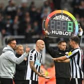 Newcastle United defender Fabian Schar is replaced by Jonjo Shelvey. (Photo by Stu Forster/Getty Images)