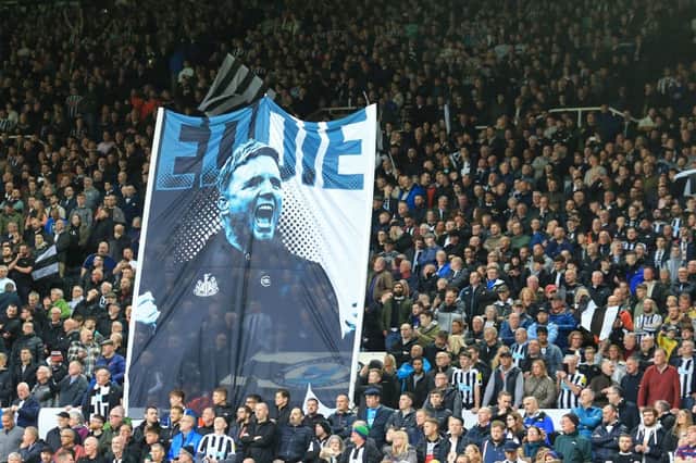 Newcastle fans show their appreciation for their head coach. 