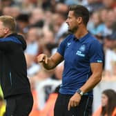 Newcastle United head coach Eddie Howe and his assistant Jason Tindall. (Photo by Stu Forster/Getty Images)