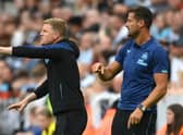 Newcastle United head coach Eddie Howe and his assistant Jason Tindall. (Photo by Stu Forster/Getty Images)