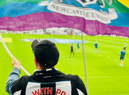 Ian with a Newcastle United Pride flag before the meeting with Villa (Image: United with Pride)