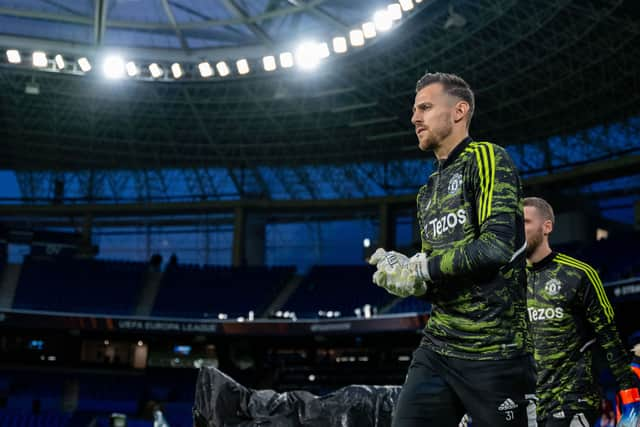 Newcastle United goalkeeper Martin Dubravka is on loan at Manchester United. (Photo by Ash Donelon/Manchester United via Getty Images)