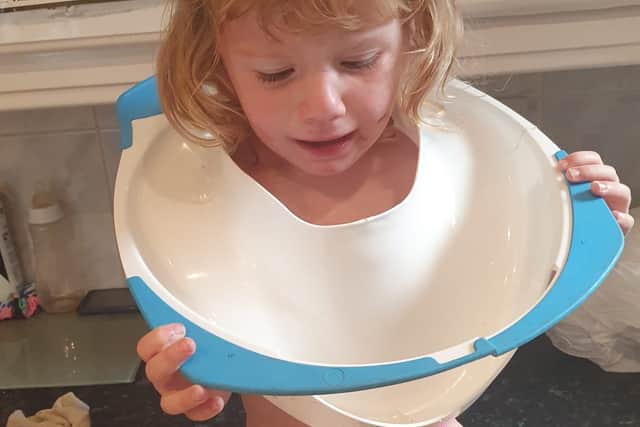 TWFRS were called to help young Harper, who had a potty stuck on her head