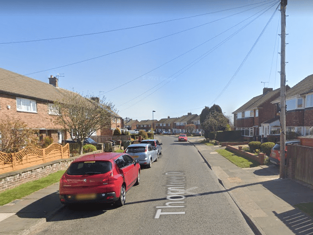 Two men were arrested after reportedly trying car doors in the Thorntree Avenue area 