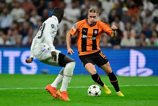 Shakhtar Donetsk forward Mykhaylo Mudryk. (Photo by JAVIER SORIANO/AFP via Getty Images)