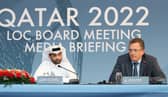 FIFA Secretary General (R) and Hassan al-Thawadi (L) took decision to move World Cup schedule in 2015