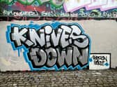 A mural in Gateshead demands action against knife crime