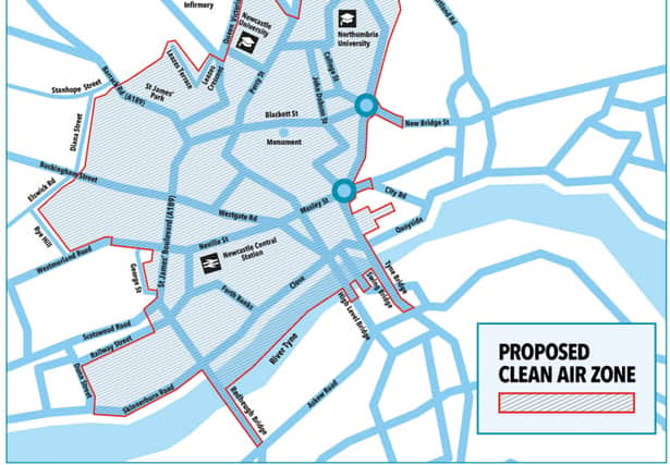 A map of the Clean Air Zone in Newcastle and Gateshead (Image: Newcastle City Council)