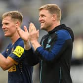 Newcastle United head coach Eddie Howe and winger Matt Ritchie. (Photo by Stu Forster/Getty Images)
