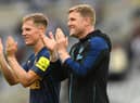 Newcastle United head coach Eddie Howe and winger Matt Ritchie. (Photo by Stu Forster/Getty Images)
