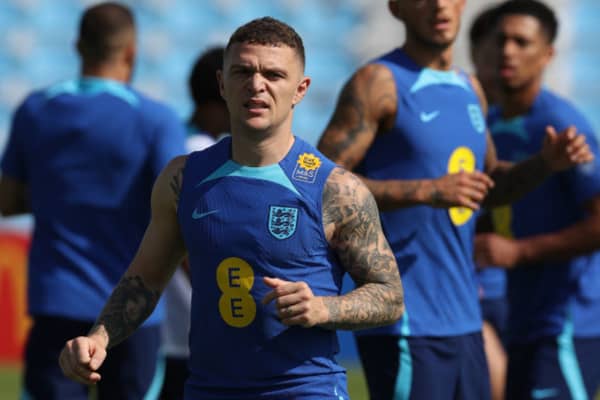 Kieran Trippier during the England Training session at Al Wakrah Stadium on November 17, 2022 in Doha, Qatar. (Photo by Michael Steele/Getty Images)