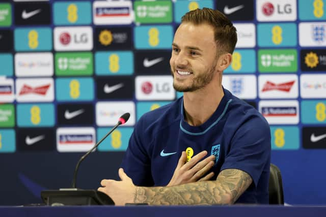 Leicester City and England midfielder James Maddison. (Photo by Lars Baron/Getty Images)