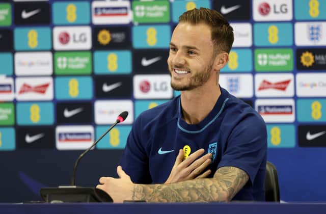 Leicester City and England midfielder James Maddison. (Photo by Lars Baron/Getty Images)