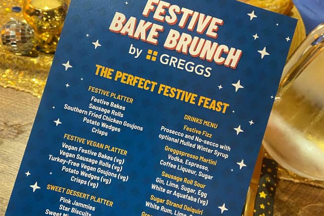 Greggs Festive Bake Brunch menu