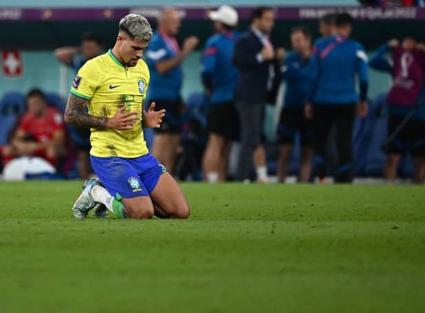 Newcastle United’s Brazilian midfielder Bruno Guimaraes. (Photo by Anne-Christine POUJOULAT / AFP)