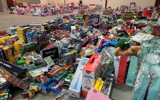 The presents donated at Laffs 4 Kids last year