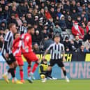 Fans dressed as Santa Claus are seen watching on from the stands during the friendly match between Newcastle United and Rayo Vallecano (Photo by Stu Forster/Getty Images)