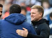 Newcastle United head coach Eddie Howe and assistant Jason Tindall. (Photo by Stu Forster/Getty Images)