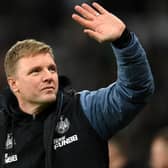 Newcastle United Manager, Eddie Howe waves prior to the Carabao Cup Fourth Round match between Newcastle United and AFC Bournemouth at St James’ Park on December 20, 2022 in Newcastle upon Tyne, England. 