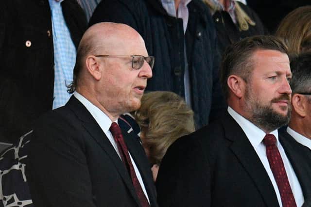 Manchester United's US co-chairman Avram Glazer (L) attends the English Premier League football match between Manchester United and Chelsea at Old Trafford in Manchester, north west England, on August 11, 2019. (Photo by Oli SCARFF / AFP) / RESTRICTED TO EDITORIAL USE. No use with unauthorized audio, video, data, fixture lists, club/league logos or 'live' services. Online in-match use limited to 120 images. An additional 40 images may be used in extra time. No video emulation. Social media in-match use limited to 120 images. An additional 40 images may be used in extra time. No use in betting publications, games or single club/league/player publications. /         (Photo credit should read OLI SCARFF/AFP via Getty Images)