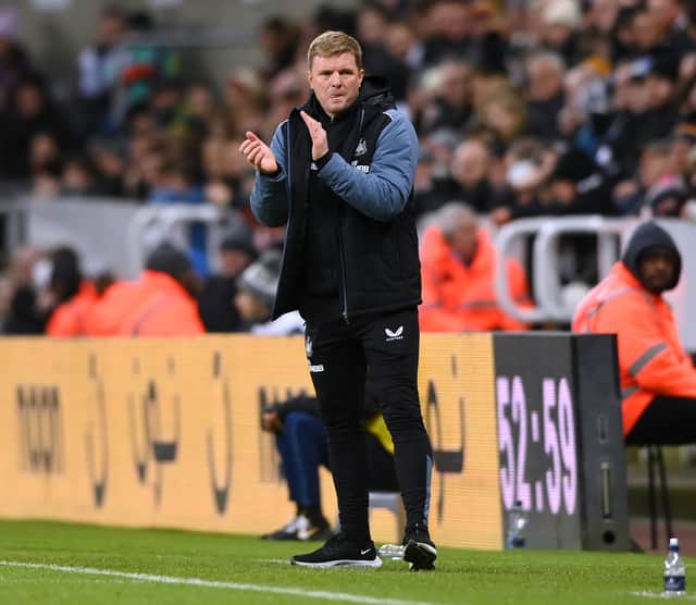 Newcastle United manager Eddie Howe gives his players instructions from the sidelines during the Carabao Cup Fourth Round match against Bournemouth (Photo by Stu Forster/Getty Images)