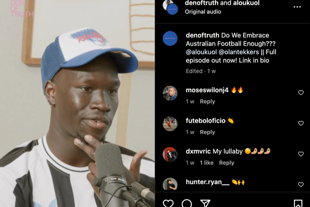 Alou Kuol is brother of incoming Newcastle United signing Garang Kuol. (Credit: Den of Truth Podcast)